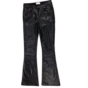 ASOS Designs Black Faux Leather Flared Straight Leg Pants Women's 32X34 L